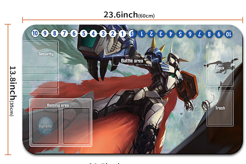 Anime character mouse pad with measurements and a drawstring bag.