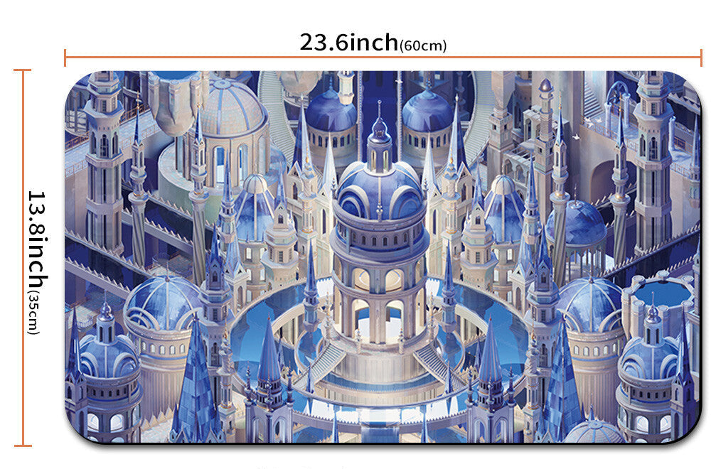 Mouse pad with castle design and measurements