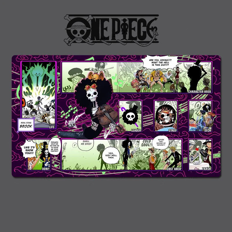 One Piece-themed product with character illustrations on a purple background