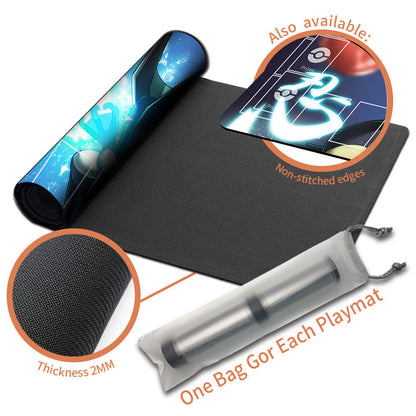 NEW Pokemon Greninja Playmat Stitched Edge with Card Zones Free Bag Rubber Game Playmat Stitched Edge of TCG
