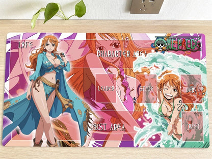 One Piece OPCG TCG CCG Nami Table Playmat Trading Card Game Mat Gaming Mousepad Deskmat