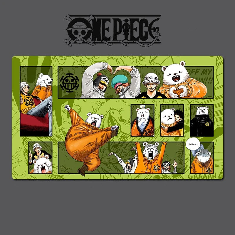 Collage of animated characters with a green border featuring the 'One Piece' logo.