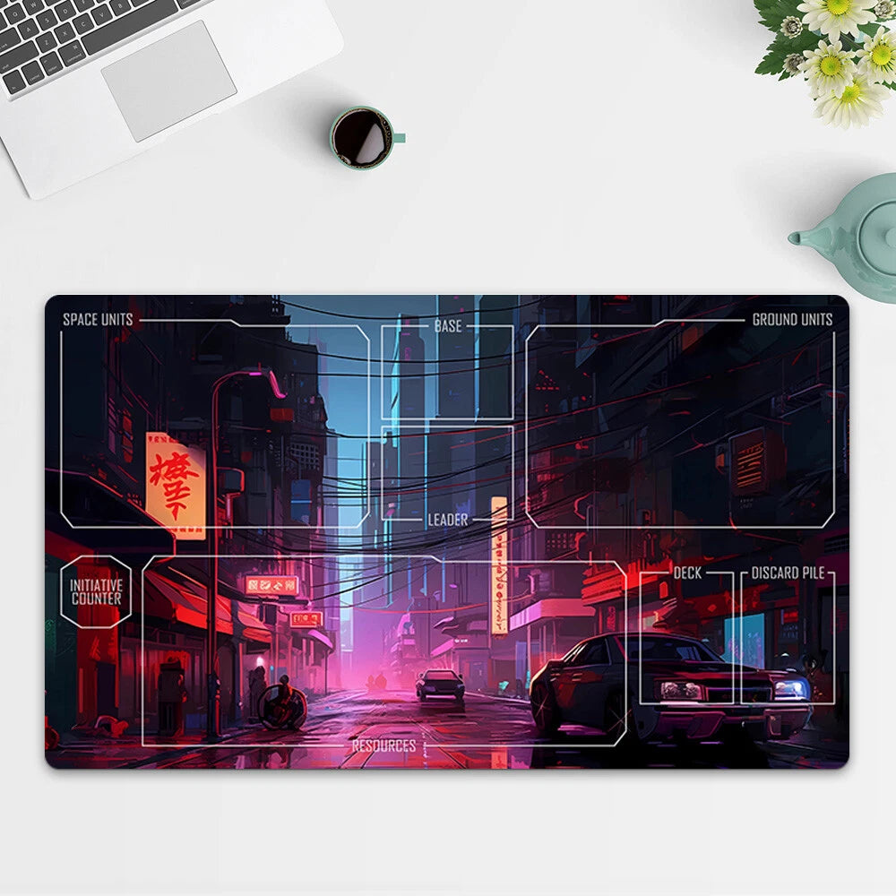 Playmat Cyberpunk City TCG Starwars : Unlimited Trading Card Game Mat Free Bag