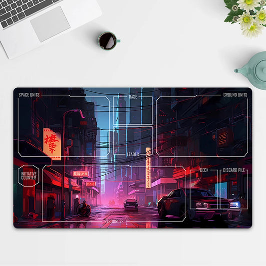 Playmat Cyberpunk City TCG Starwars : Unlimited Trading Card Game Mat Free Bag