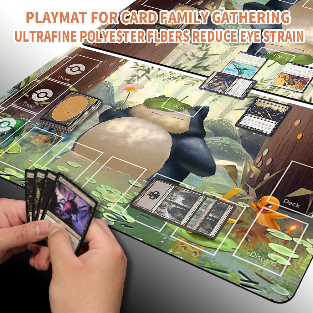 NEW Pokemon Snorlax Playmat Stitched Edge with Card Zones Rubber Game Playmat Stitched Edge of TCG