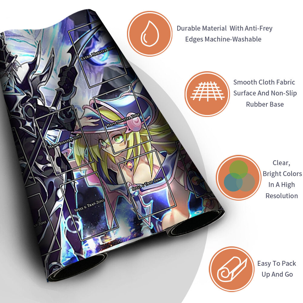 Yugioh Playmat Stitched Edge With Card Zones Yugioh Mouse pad Playmat Stitched Edge of Yugioh TCG