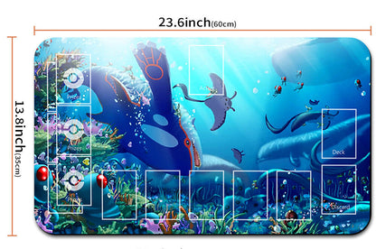 Orca whale design product with dimensions and a carrying strap on a white background