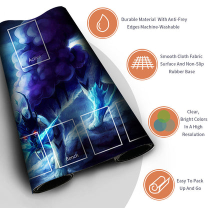 NEW Pokemon Playmat Stitched Edge with Card Zones Rubber Playmat Stitched Edge Compatible Pokemon