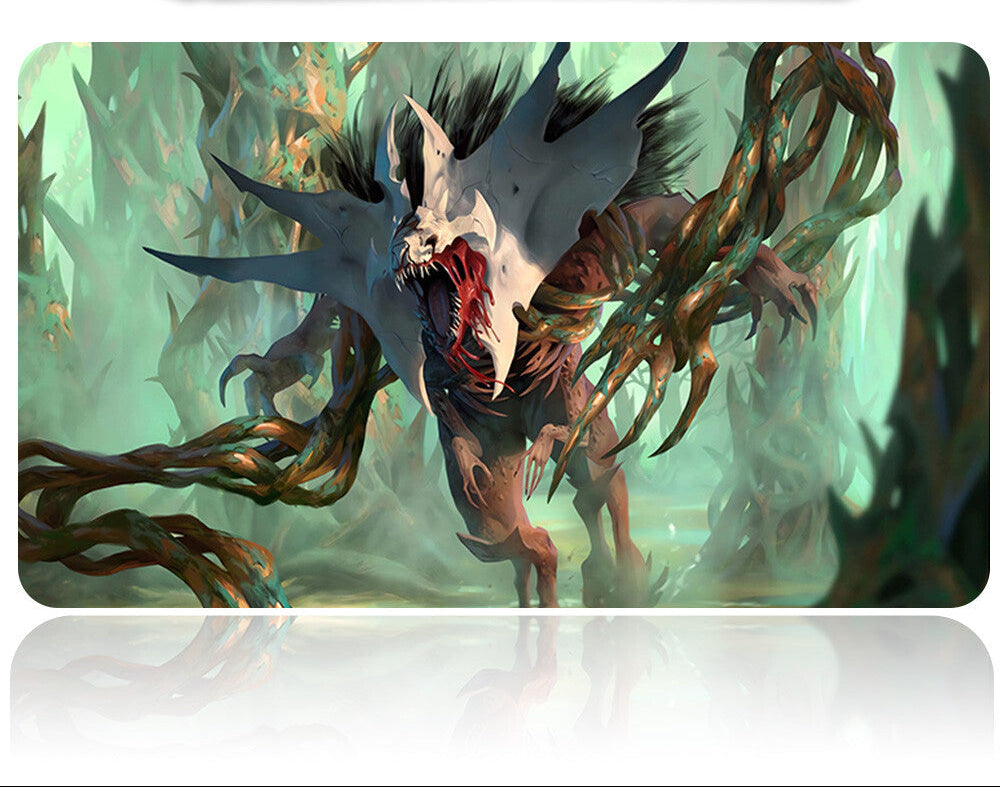 Card with a fantasy creature design on a reflective surface