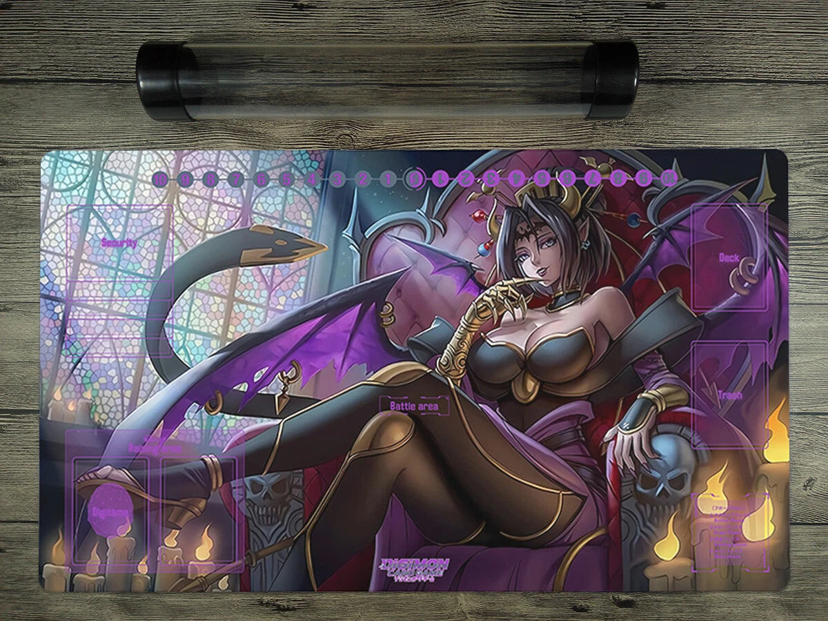 Digimon Adventure Card Zones Lilithmon Trading Card Game CCG Playmat Free Tube