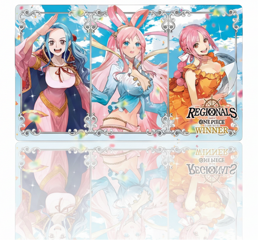 Card holder with anime character designs on a white background