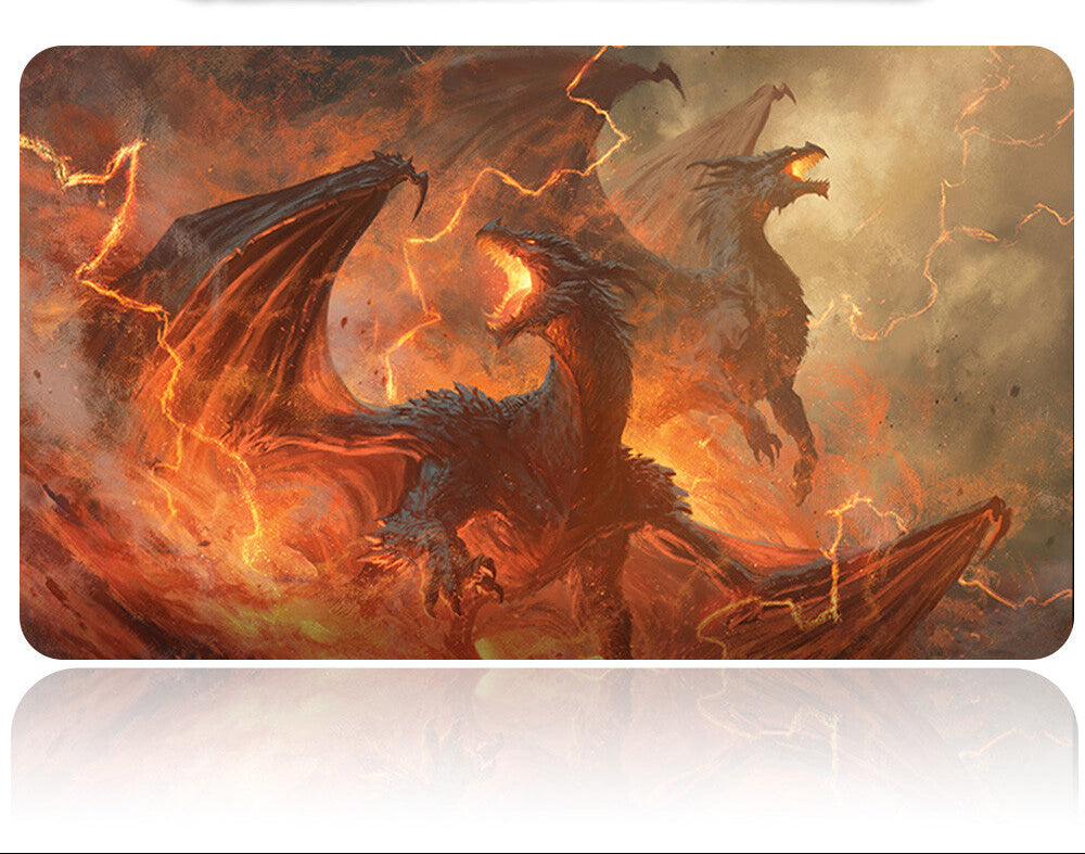 Dragon-themed mouse pad with a pen holder on a white background