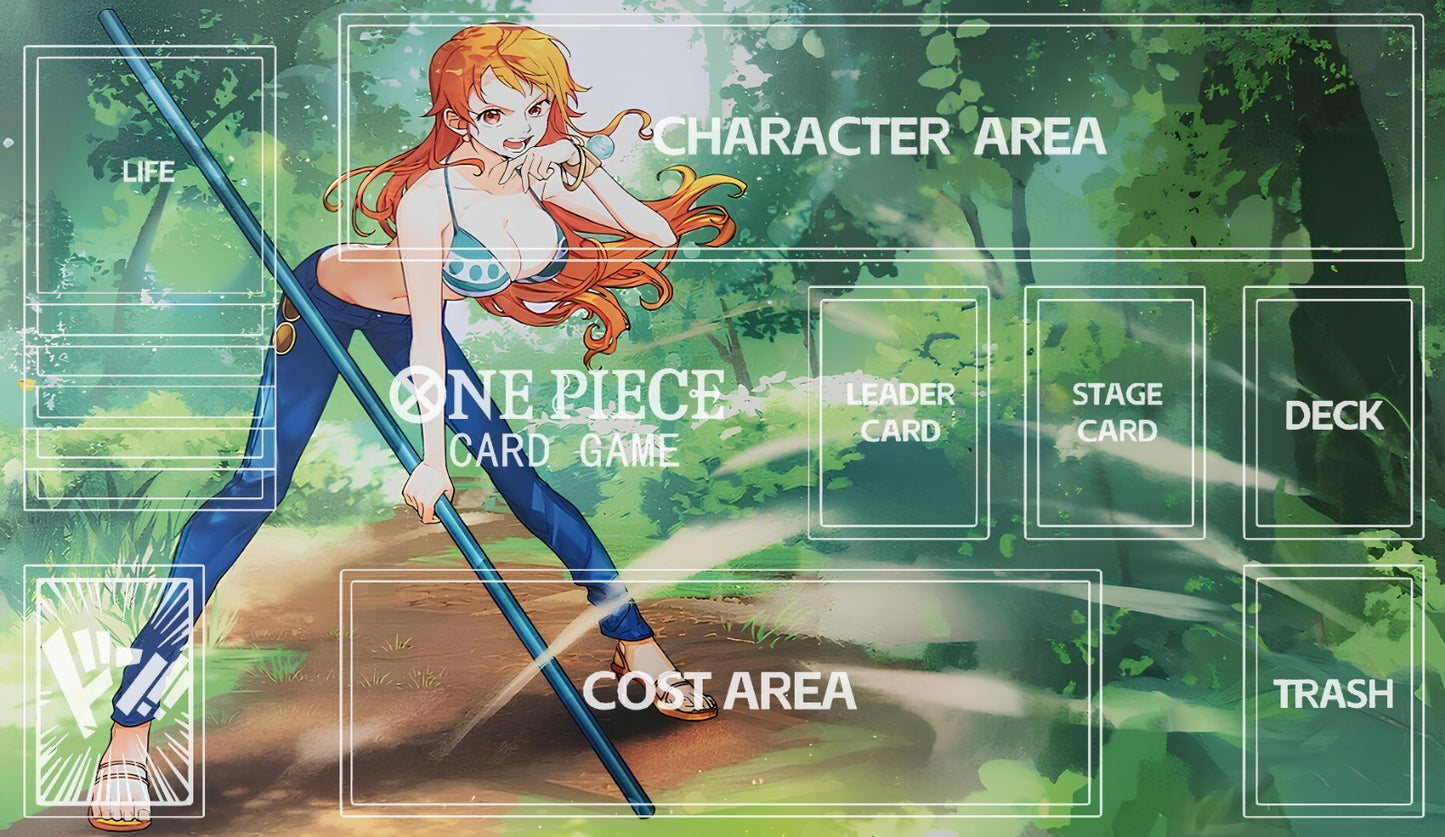 One Piece Card Game Nami In Jungle TCG CCG Playmat Desk Mat Mousepad Board Game
