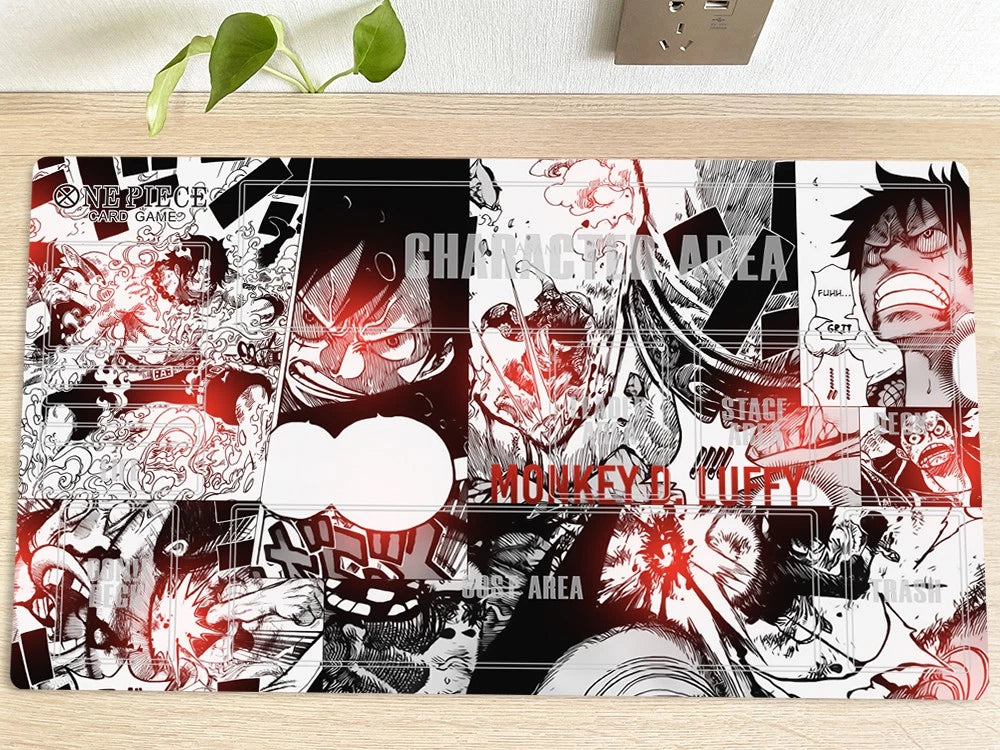 Multicolored anime-style design on a rectangular mat