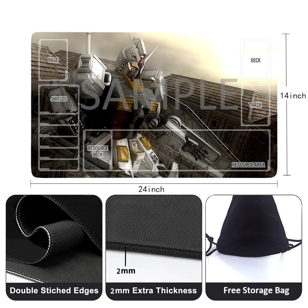 Gundam Playmat Suitable for GCG , includes Storage Bag, 24 x 14 inches (45529)