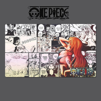 Collage of 'One Piece' manga panels featuring various characters and scenes.