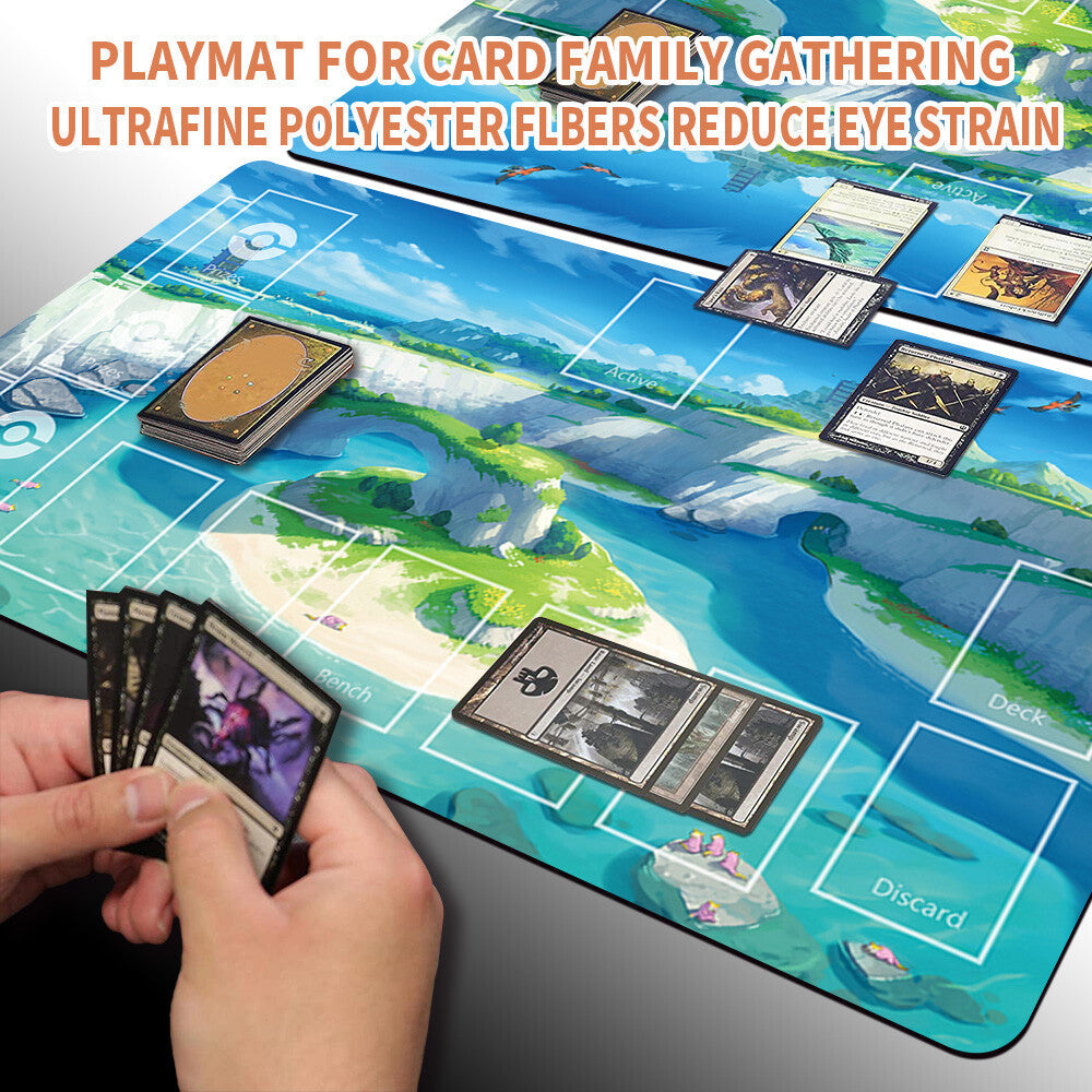 NEW Pokemon Playmat Stitched Edge with Card Zones Rubber Playmat Stitched Edge Compatible Pokemon