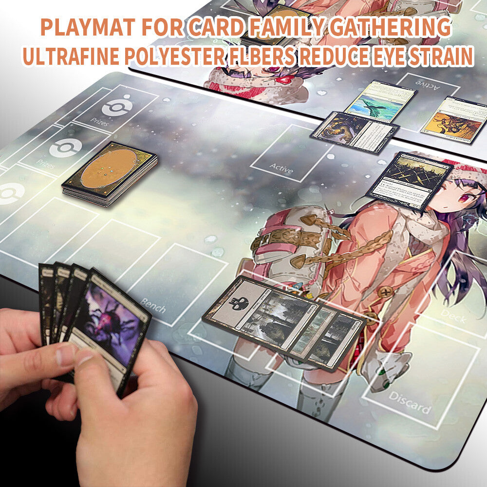 NEW Pokemon Playmat Stitched Edge with Card Zones Rubber Playmat Stitched Edge Compatible Pokemon