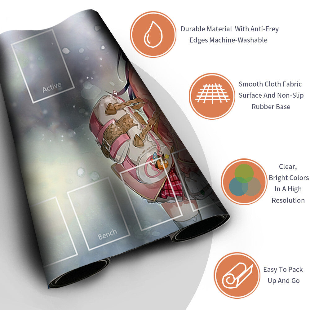 NEW Pokemon Playmat Stitched Edge with Card Zones Rubber Playmat Stitched Edge Compatible Pokemon