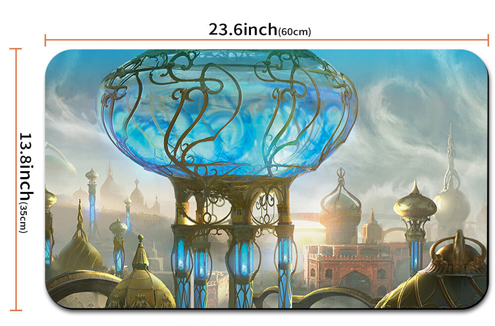 Decorative mouse pad with fantasy design and measurements
