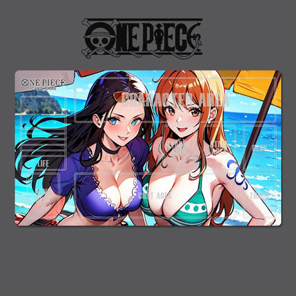 Two animated characters from 'One Piece' on a product packaging with the brand logo.