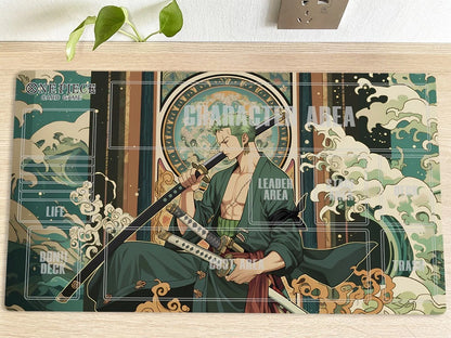 One Piece Roronoa Zoro Playmat CCG OPCG Play Mat Trading Card Game Pad Mousepad