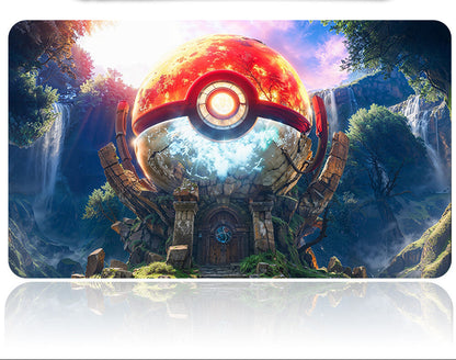 Poké Ball design on a wallet with a scenic background