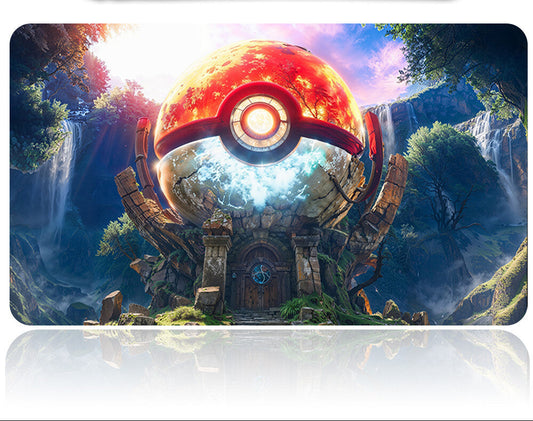 Poké Ball design on a wallet with a scenic background