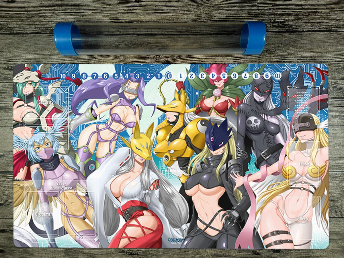 DTCG Duel Playmat Digimon Ladys Anime Trading Card Game Mat Card Zones Free Tube