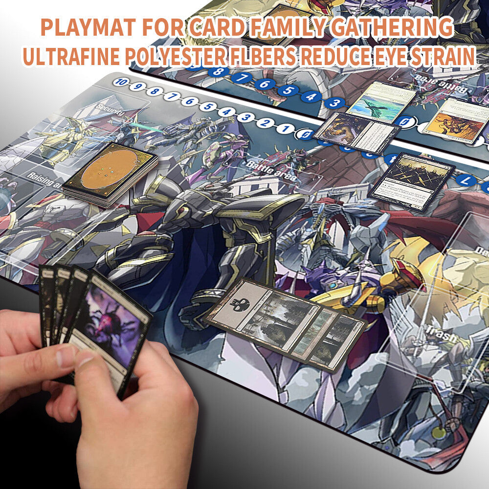 Board Game Digimon Playmat With Card Zones Mousepad Playmat of TCG CCG Stitched Edge