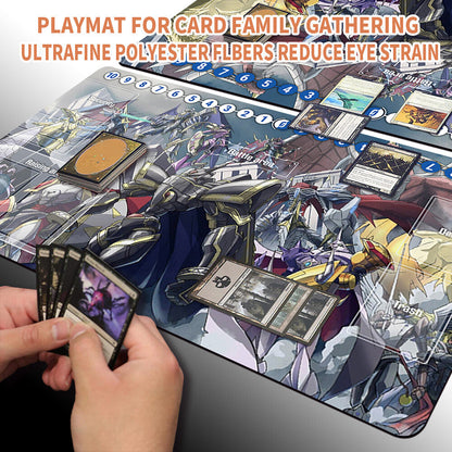 Board Game Digimon Playmat With Card Zones Mousepad Playmat of TCG CCG Stitched Edge