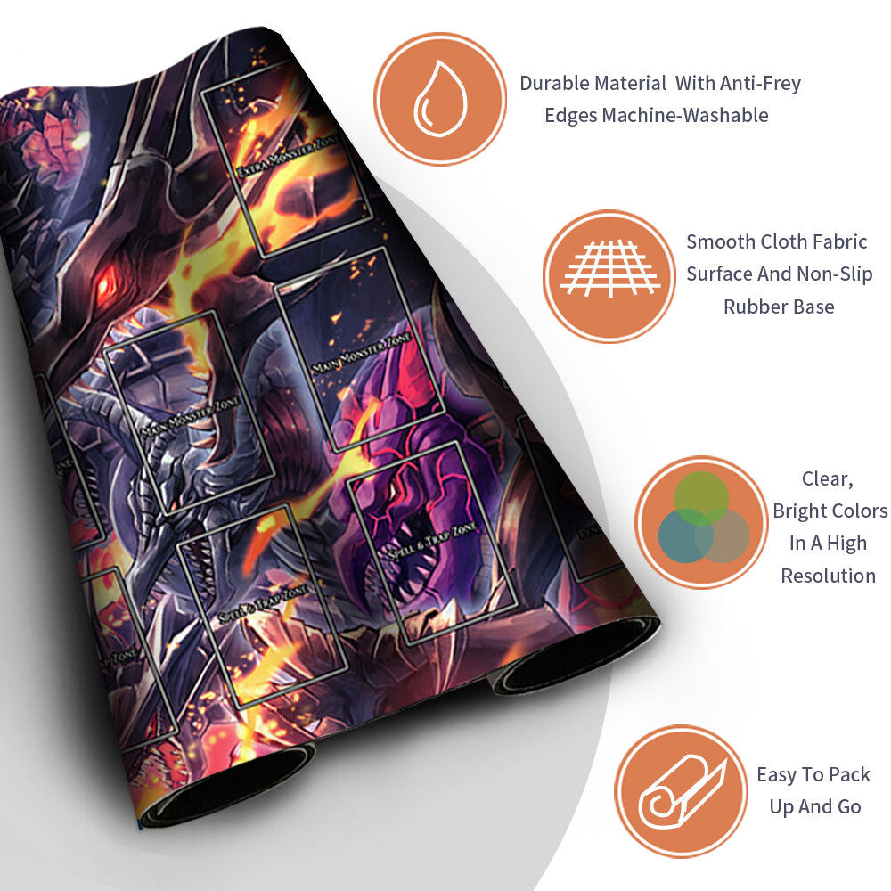 Yugioh Playmat Stitched Edge With Card Zones Yugioh Mouse pad Playmat Stitched Edge of Yugioh TCG