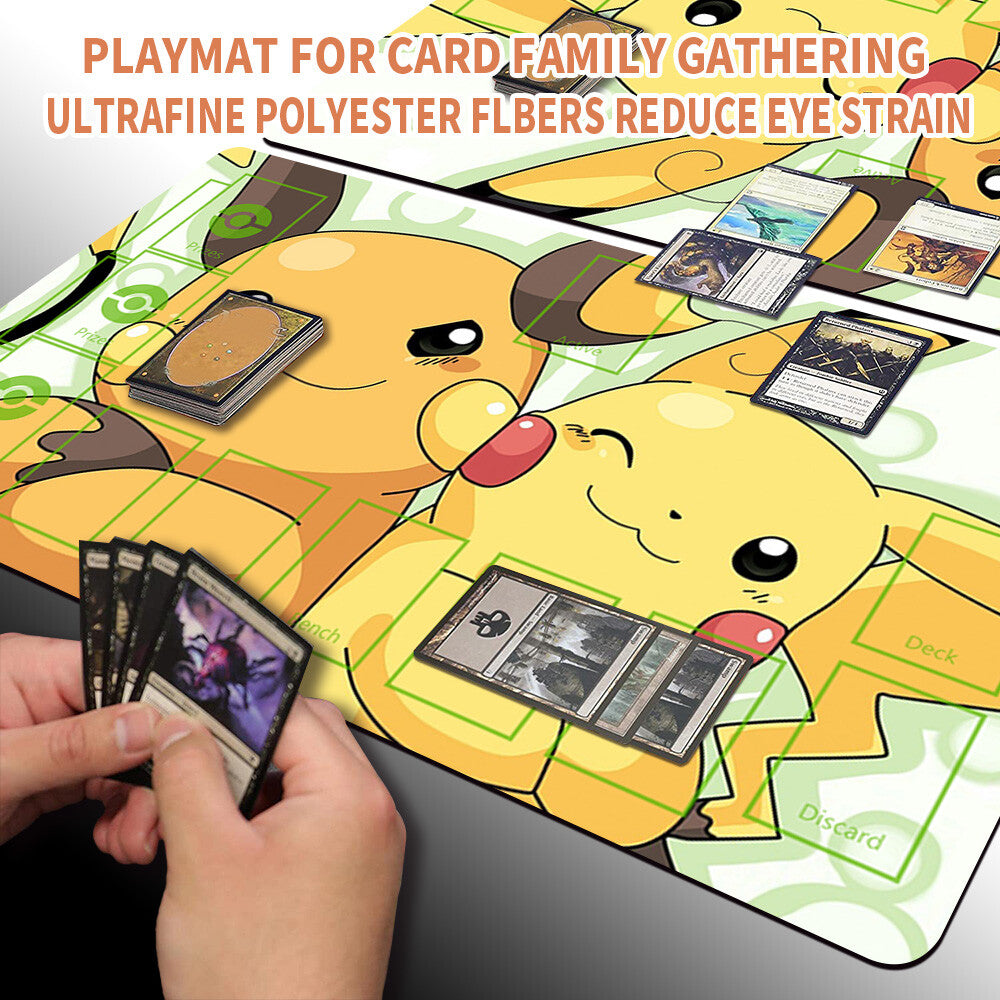 NEW Pokemon Pikachu Playmat Stitched Edge with Card Zones Rubber Game Playmat Stitched Edge of TCG