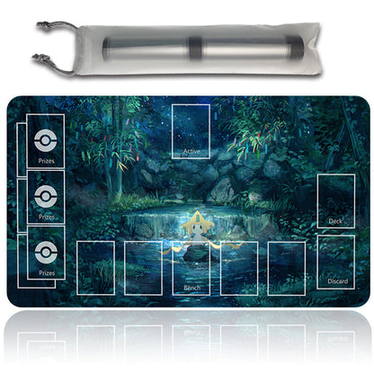 NEW Pokemon Playmat Stitched Edge with Card Zones Free Bag Rubber Playmat Stitched Edge Compatible Pokemon