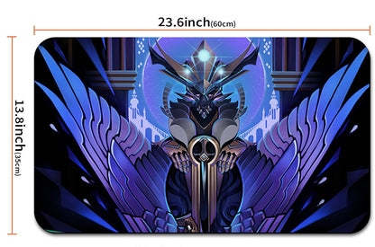 Illustration of a character with wings and a sword, with dimensions displayed.