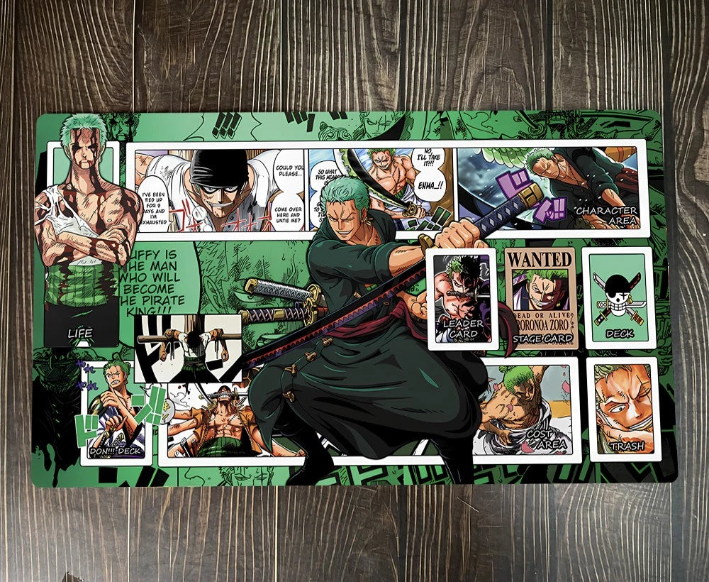 One Piece O-P OPCG TCG CCG Gaming Pad Roronoa Zoro Table Playmat Trading Card Game Desk Mat Mousepad