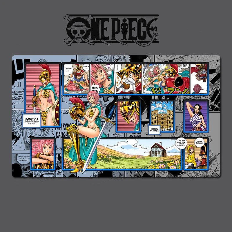 Collage of animated characters from 'One Piece' on a dark background with 'One Piece' logo.