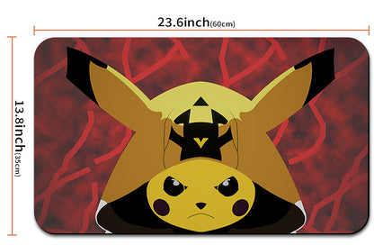 Pikachu design product with measurements on a red background