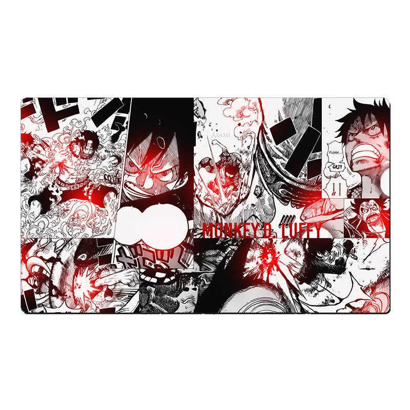 Collage of anime character images with 'Monkey D. Luffy' text on a white background