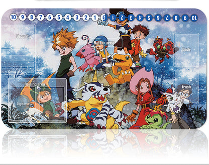 Plastic card with animated characters and a pen on a white background