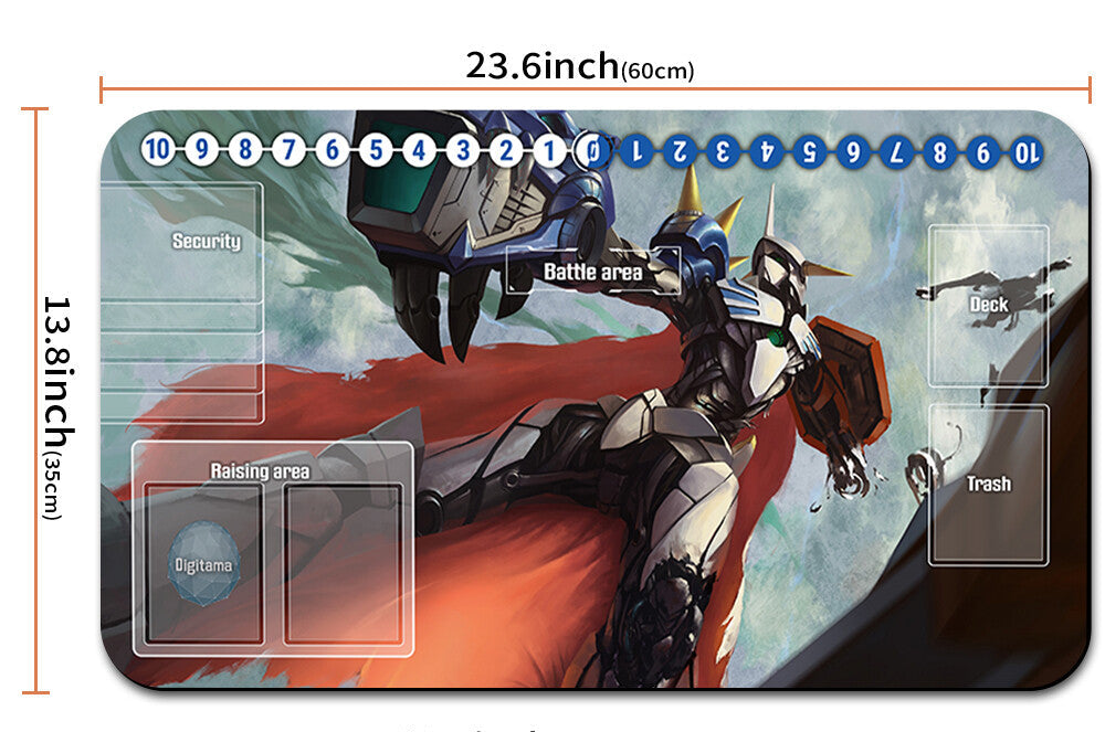 Anime character mouse pad with measurements and a drawstring bag.