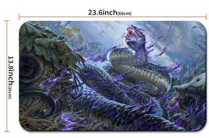 Decorative mouse pad with snake design and measurements