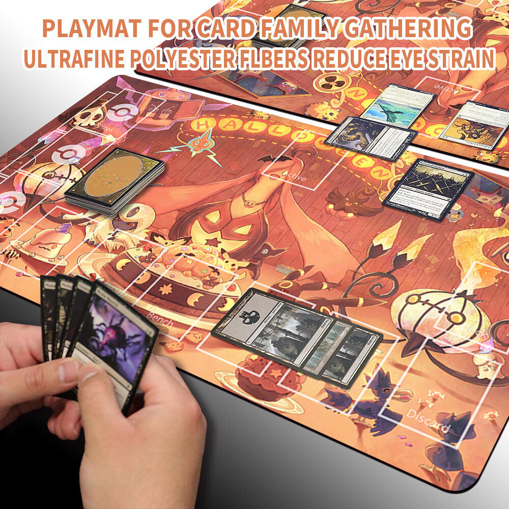 NEW Pokemon Playmat Stitched Edge with Card Zones Rubber Playmat Stitched Edge Compatible Pokemon