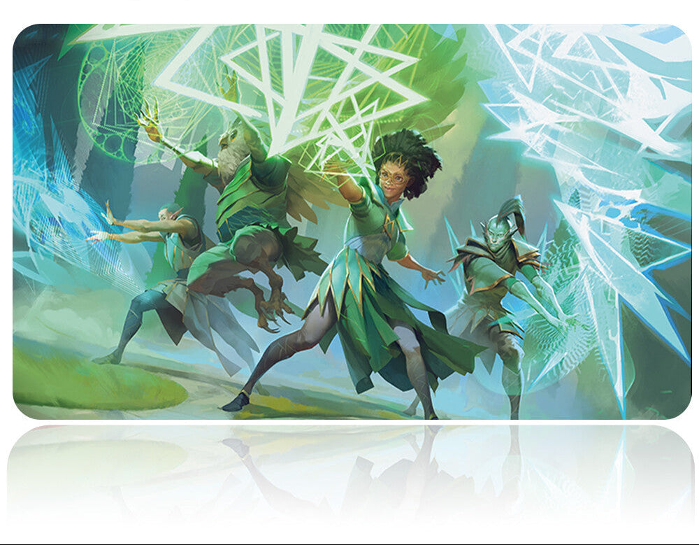 Futuristic weapon with green energy effects on a white background