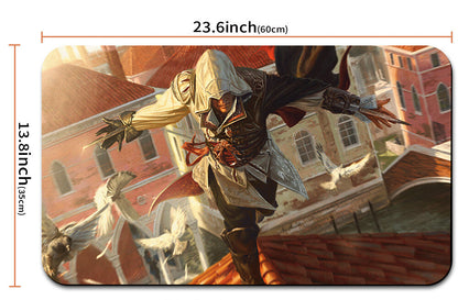 Mouse pad with character design and measurements, including a drawstring bag.