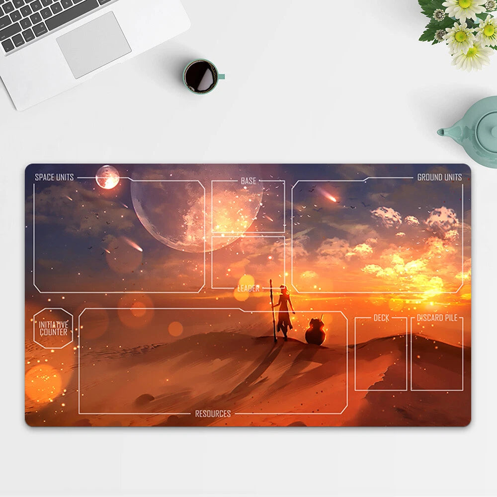 Playmat Rey and BB8 TCG Starwars : Unlimited Trading Card Game Play Mat Free Bag