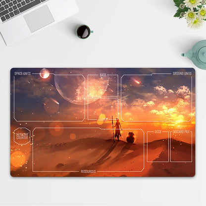 Playmat Rey and BB8 TCG Starwars : Unlimited Trading Card Game Play Mat Free Bag