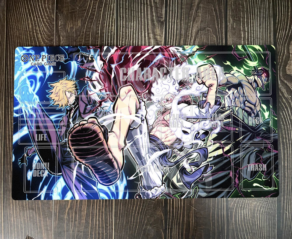Card with anime-style artwork on a wooden surface