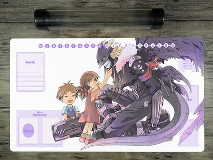 Digimon Beelzemon Trading Card Game Playmat with Card Zones DTCG Mat Free Tube