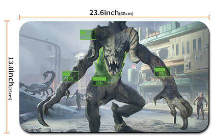 Gaming mouse pad with a creature design and measurements
